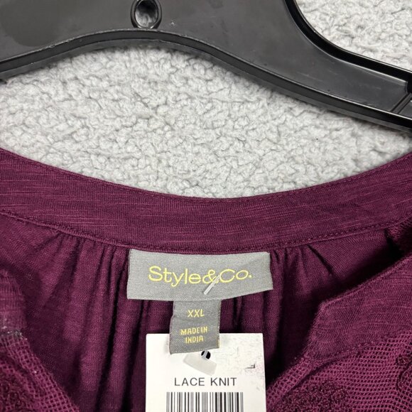 Style & Co Women's Lace-Trim Embroidered Top Berried Treasure 2XL NWT's. - Picture 6 of 11